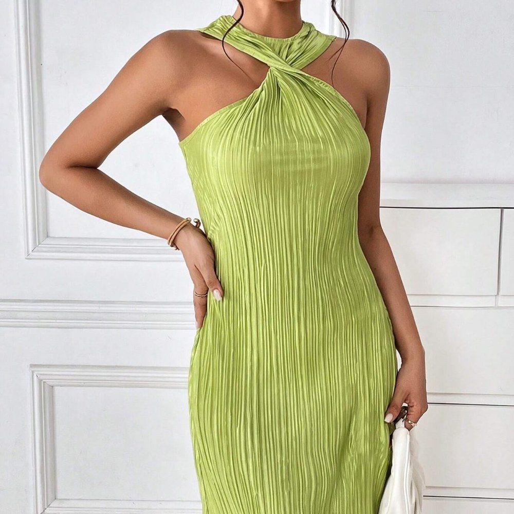 Cabo Vacay Twist Front Mini Dress Green - Picture 5 of 5